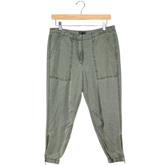 Young Fabulous & Broke Jogger Pants | Army Green Utility Studded | Size M - Picture 2 of 10